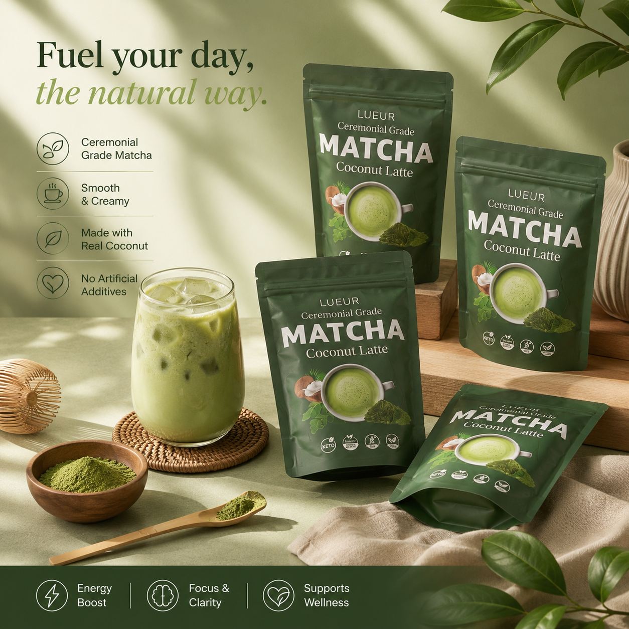 LUEUR Ceremonial Grade Matcha Coconut Latte