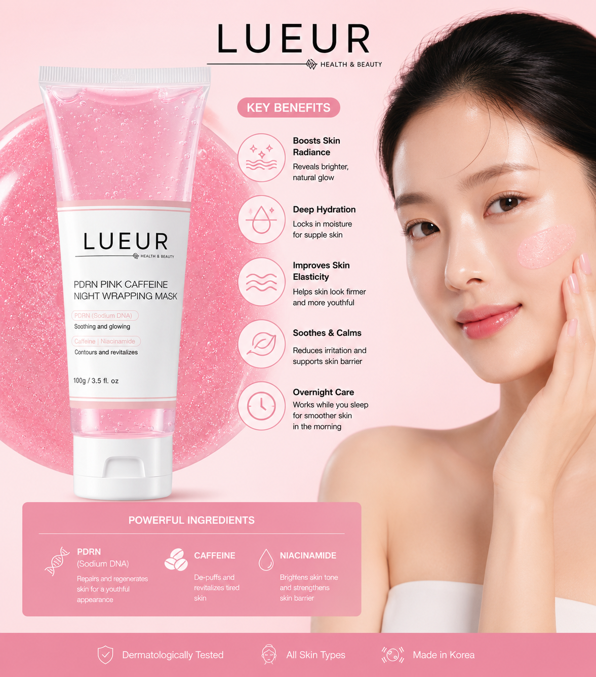 LUEUR PDRN Pink Caffeine Night Wrapping Mask